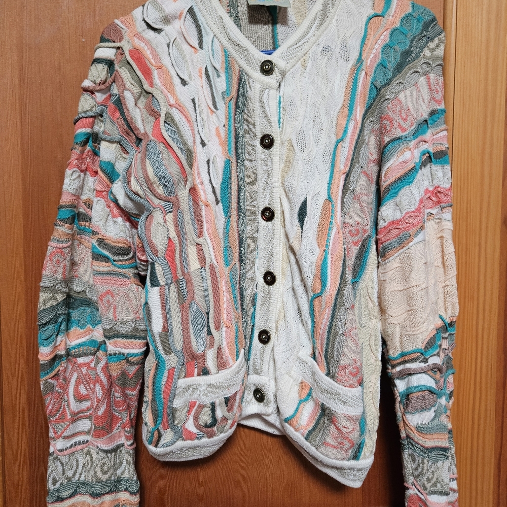 COOGI Sweater, large, pink, white, teal